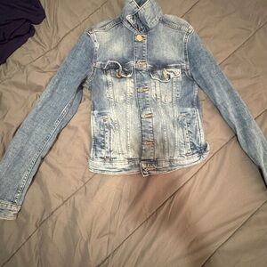 Blue Jean Jacket with Distressed Vintage Style
